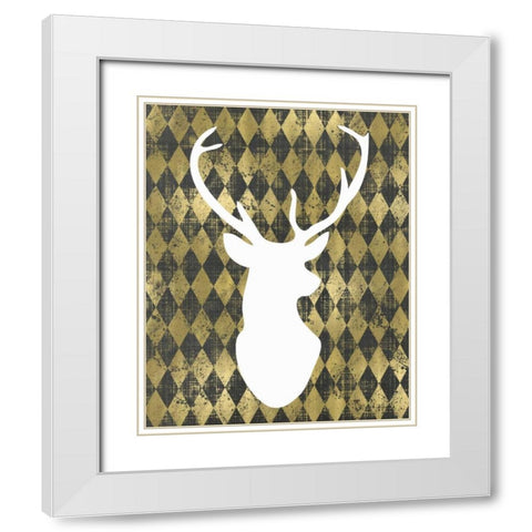 White Deerhead White Modern Wood Framed Art Print with Double Matting by Moss, Tara