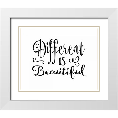 Different is Beautiful White Modern Wood Framed Art Print with Double Matting by Moss, Tara