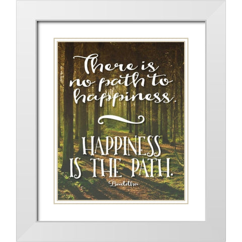 Buddha Path to Happiness White Modern Wood Framed Art Print with Double Matting by Moss, Tara