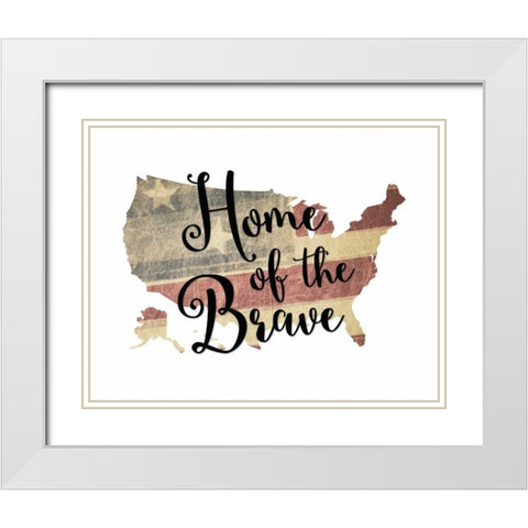 Home of the Brave White Modern Wood Framed Art Print with Double Matting by Moss, Tara