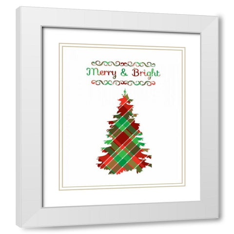 Merry and Bright Tree White Modern Wood Framed Art Print with Double Matting by Moss, Tara