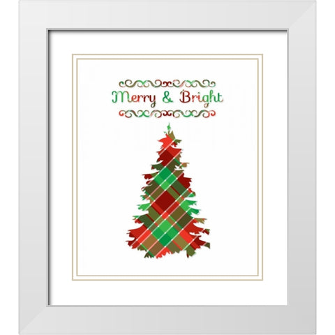 Merry and Bright Tree White Modern Wood Framed Art Print with Double Matting by Moss, Tara