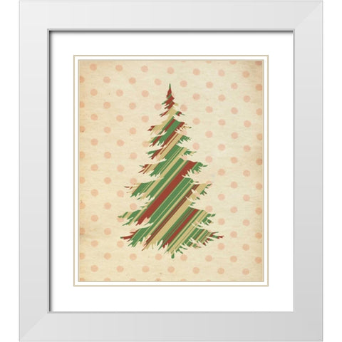 Striped Christmas Tree White Modern Wood Framed Art Print with Double Matting by Moss, Tara