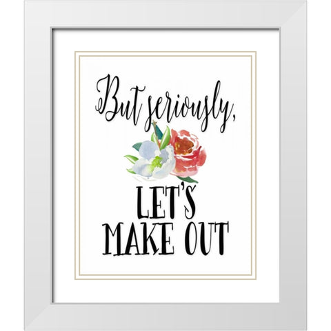 Lets Make Out White Modern Wood Framed Art Print with Double Matting by Moss, Tara