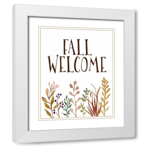 Fall Welcome White Modern Wood Framed Art Print with Double Matting by Moss, Tara