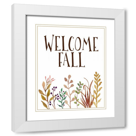 Welcome Fall White Modern Wood Framed Art Print with Double Matting by Moss, Tara