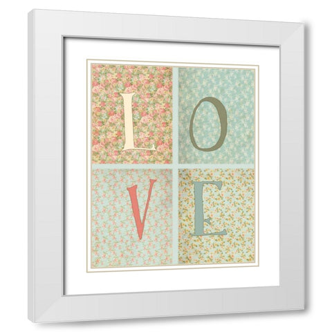 Shabby Chic Love White Modern Wood Framed Art Print with Double Matting by Moss, Tara