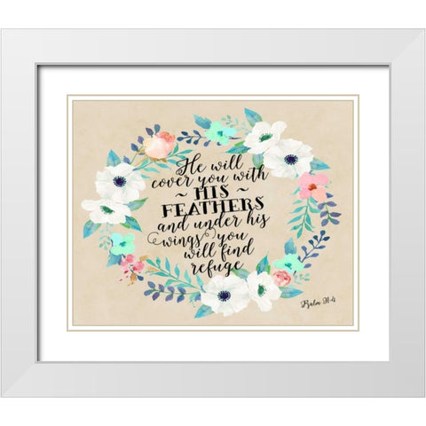 Psalm 91 - 4 White Modern Wood Framed Art Print with Double Matting by Moss, Tara