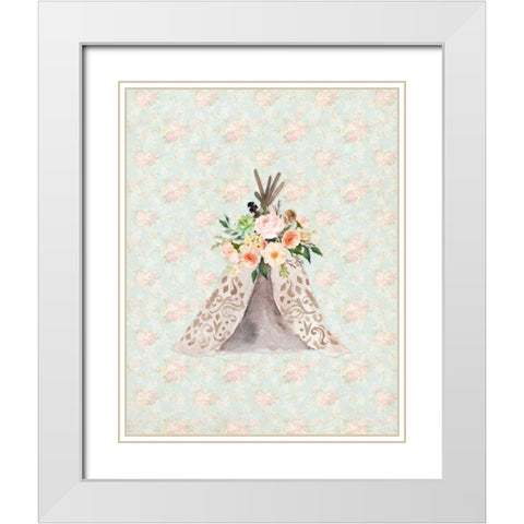 TeePee on Floral White Modern Wood Framed Art Print with Double Matting by Moss, Tara