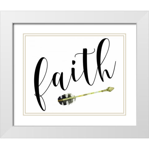 Faith with Arrow White Modern Wood Framed Art Print with Double Matting by Moss, Tara