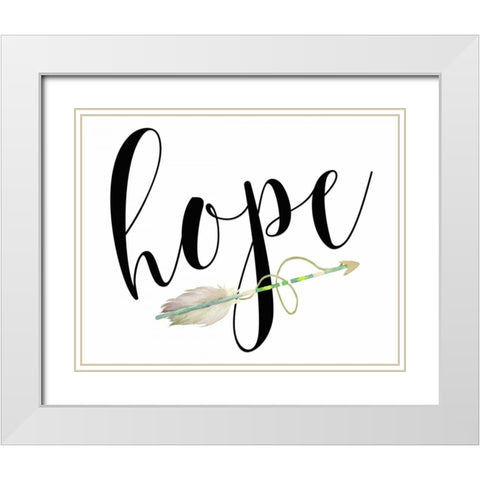 Hope with Arrow White Modern Wood Framed Art Print with Double Matting by Moss, Tara