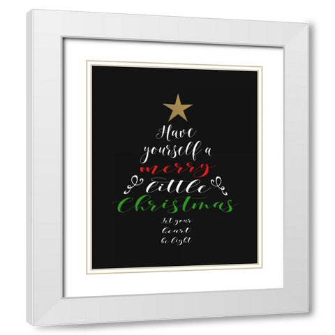 Merry Little Christmas White Modern Wood Framed Art Print with Double Matting by Moss, Tara