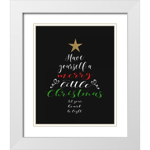Merry Little Christmas White Modern Wood Framed Art Print with Double Matting by Moss, Tara