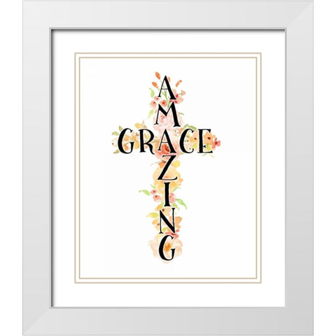 Amazing Grace Floral White Modern Wood Framed Art Print with Double Matting by Moss, Tara