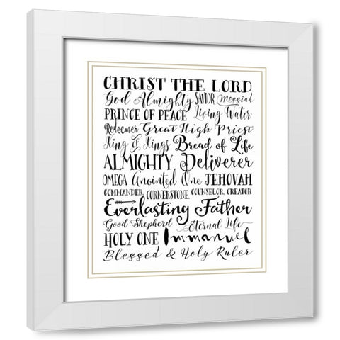 Names of God White Modern Wood Framed Art Print with Double Matting by Moss, Tara