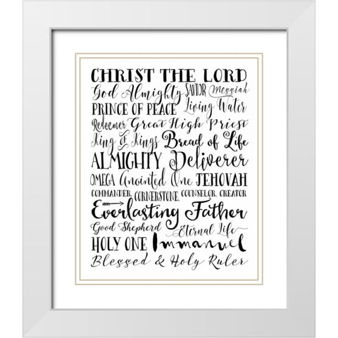 Names of God White Modern Wood Framed Art Print with Double Matting by Moss, Tara