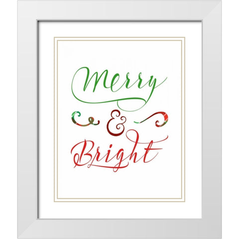Merry and Bright White Modern Wood Framed Art Print with Double Matting by Moss, Tara