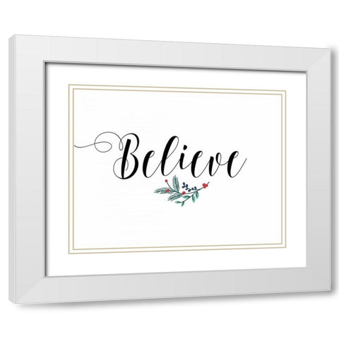 Believe White Modern Wood Framed Art Print with Double Matting by Moss, Tara
