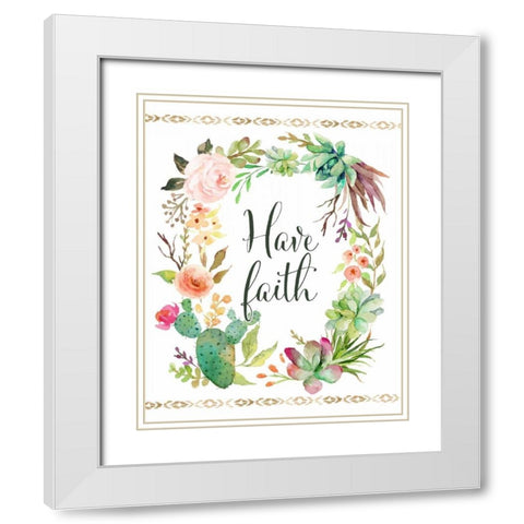 Have Faith Wreath White Modern Wood Framed Art Print with Double Matting by Moss, Tara