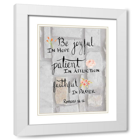Romans 12:12 Brick White Modern Wood Framed Art Print with Double Matting by Moss, Tara