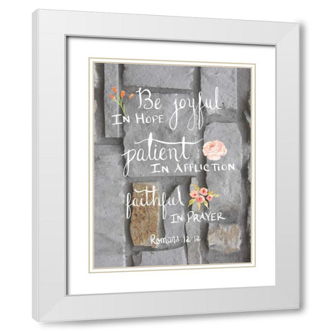 Romans 12:12 Brick II White Modern Wood Framed Art Print with Double Matting by Moss, Tara