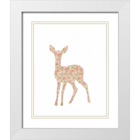 Shabby Chic Deer I White Modern Wood Framed Art Print with Double Matting by Moss, Tara