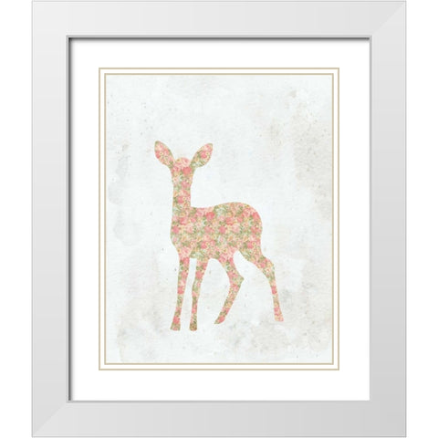 Shabby Chic Deer White Modern Wood Framed Art Print with Double Matting by Moss, Tara
