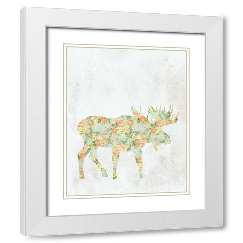 Shabby Chic Moose White Modern Wood Framed Art Print with Double Matting by Moss, Tara