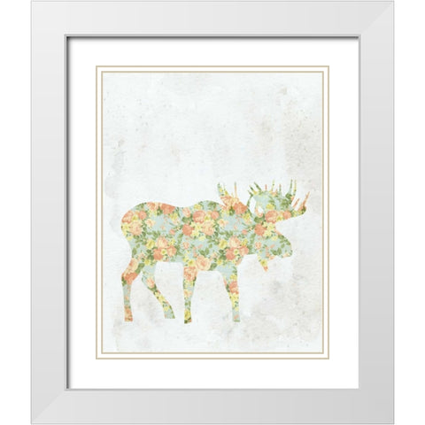 Shabby Chic Moose White Modern Wood Framed Art Print with Double Matting by Moss, Tara