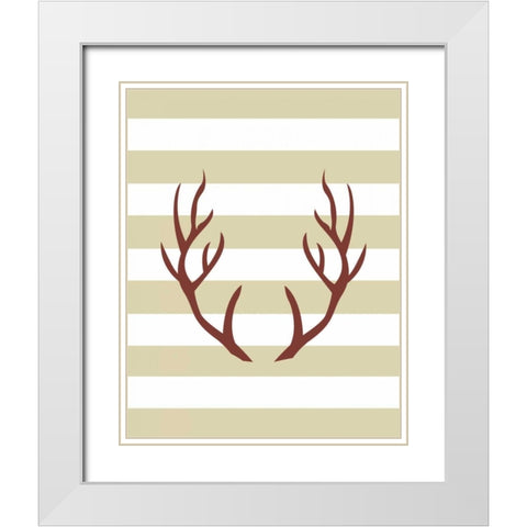 Maroon Antlers White Modern Wood Framed Art Print with Double Matting by Moss, Tara