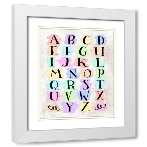Colorful Alphabet White Modern Wood Framed Art Print with Double Matting by Moss, Tara
