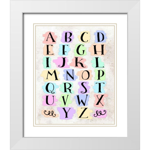 Colorful Alphabet White Modern Wood Framed Art Print with Double Matting by Moss, Tara