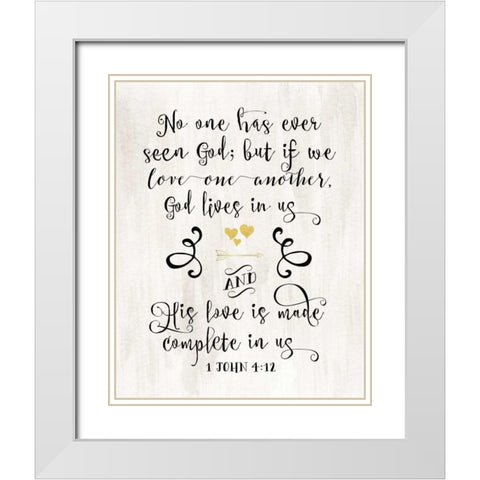 1 John 4:12 White Modern Wood Framed Art Print with Double Matting by Moss, Tara