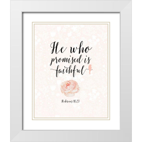 Hebrews 10:23 Floral White Modern Wood Framed Art Print with Double Matting by Moss, Tara