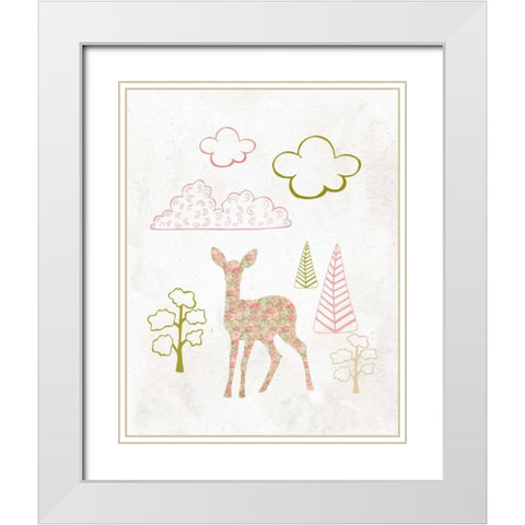 Deer Scene White Modern Wood Framed Art Print with Double Matting by Moss, Tara