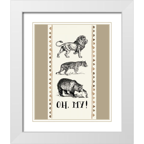 Lion Tiger Bear - Oh My! II White Modern Wood Framed Art Print with Double Matting by Moss, Tara