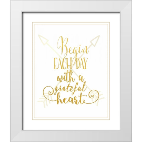 Grateful Heart Arrows Gold White Modern Wood Framed Art Print with Double Matting by Moss, Tara