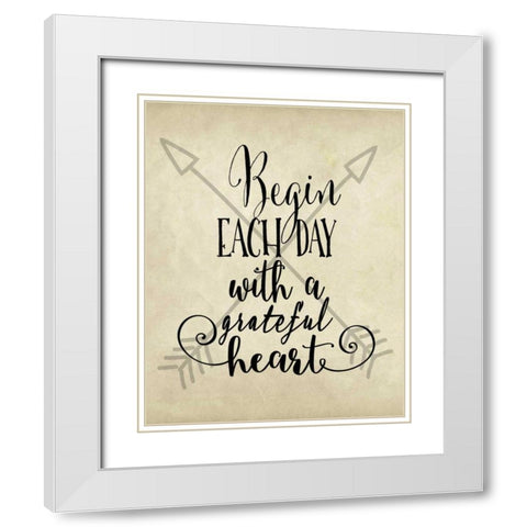 Grateful Heart Arrows Gold White Modern Wood Framed Art Print with Double Matting by Moss, Tara