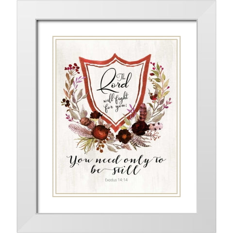Exodus 14:14 - Burnt Orange White Modern Wood Framed Art Print with Double Matting by Moss, Tara