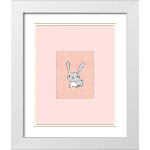 Woodland Bunny White Modern Wood Framed Art Print with Double Matting by Moss, Tara