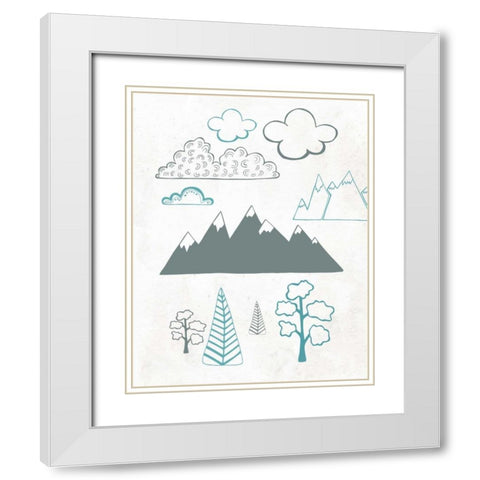 Teal and Gray Scene White Modern Wood Framed Art Print with Double Matting by Moss, Tara
