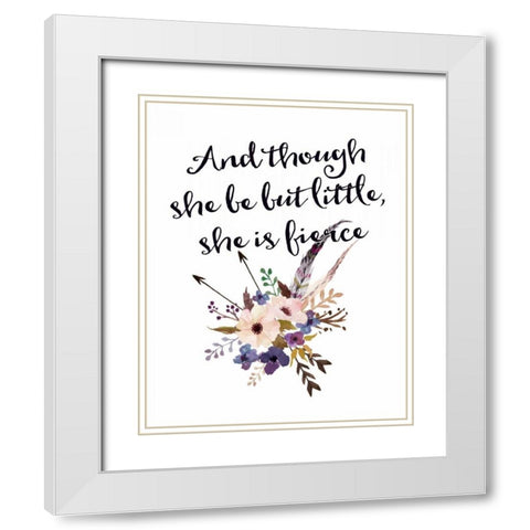 She is Fierce Floral White Modern Wood Framed Art Print with Double Matting by Moss, Tara