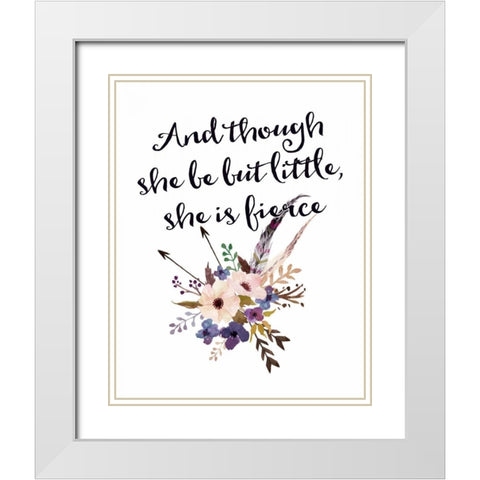 She is Fierce Floral White Modern Wood Framed Art Print with Double Matting by Moss, Tara