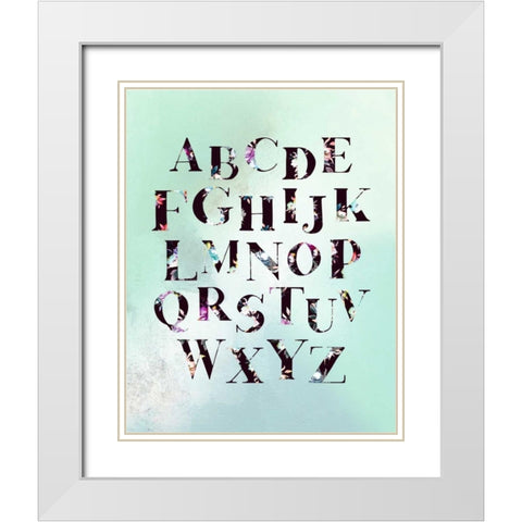 Floral Alphabet White Modern Wood Framed Art Print with Double Matting by Moss, Tara
