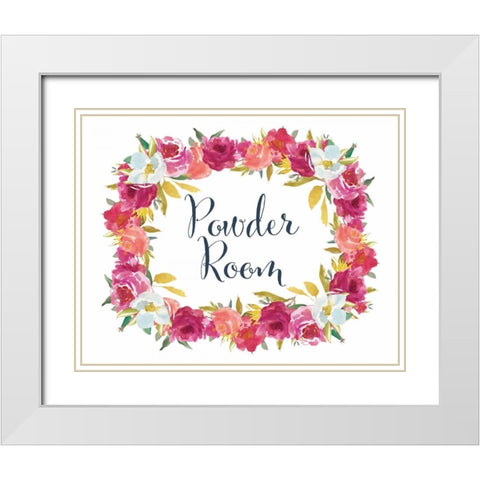Powder Room Floral White Modern Wood Framed Art Print with Double Matting by Moss, Tara