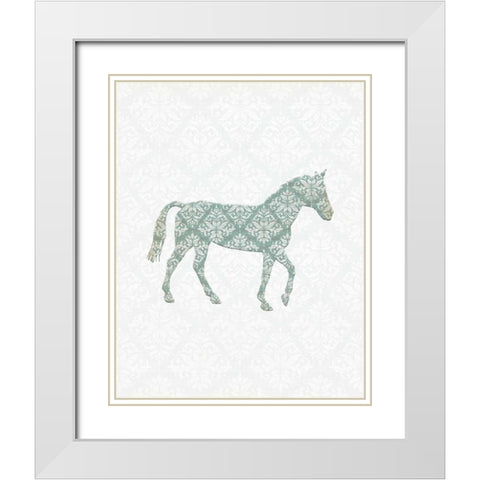 Damask Horse White Modern Wood Framed Art Print with Double Matting by Moss, Tara