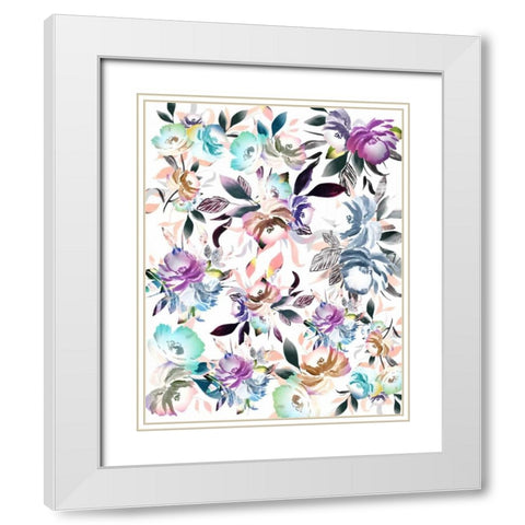 Floral Watercolor Collage White Modern Wood Framed Art Print with Double Matting by Moss, Tara