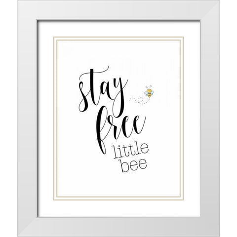 Stay Free Little Bee White Modern Wood Framed Art Print with Double Matting by Moss, Tara