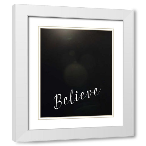 Believe Bokeh White Modern Wood Framed Art Print with Double Matting by Moss, Tara