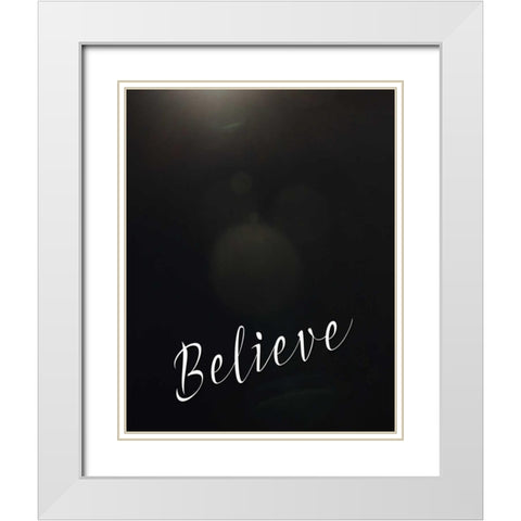 Believe Bokeh White Modern Wood Framed Art Print with Double Matting by Moss, Tara